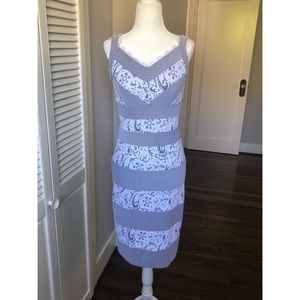 Alberto Makali White/Black Sheath Lace Dress-SizeM